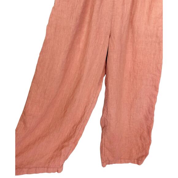 Cynthia Rowley Pure Linen Cropped Wide Leg Pants Coral Pink Size M - Picture 4 of 8